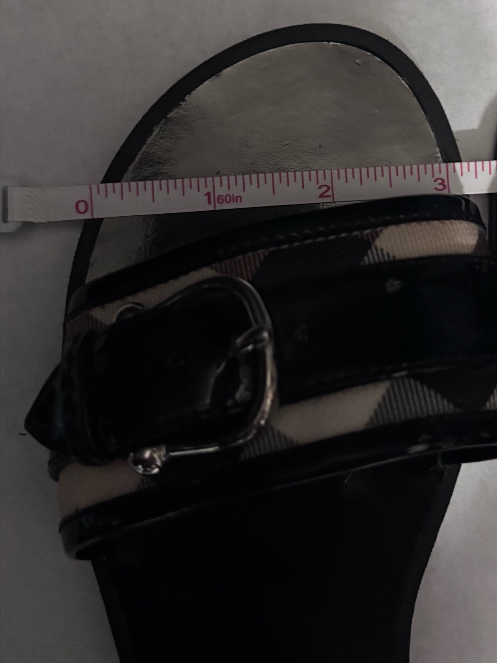 Burberry Black Patent Slide Sandals with Signature Check Strap - Picture 9 of 9